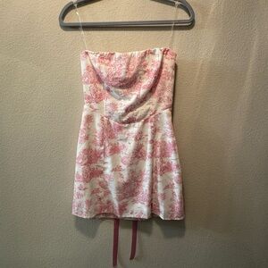 Pink and White Strapless Dress